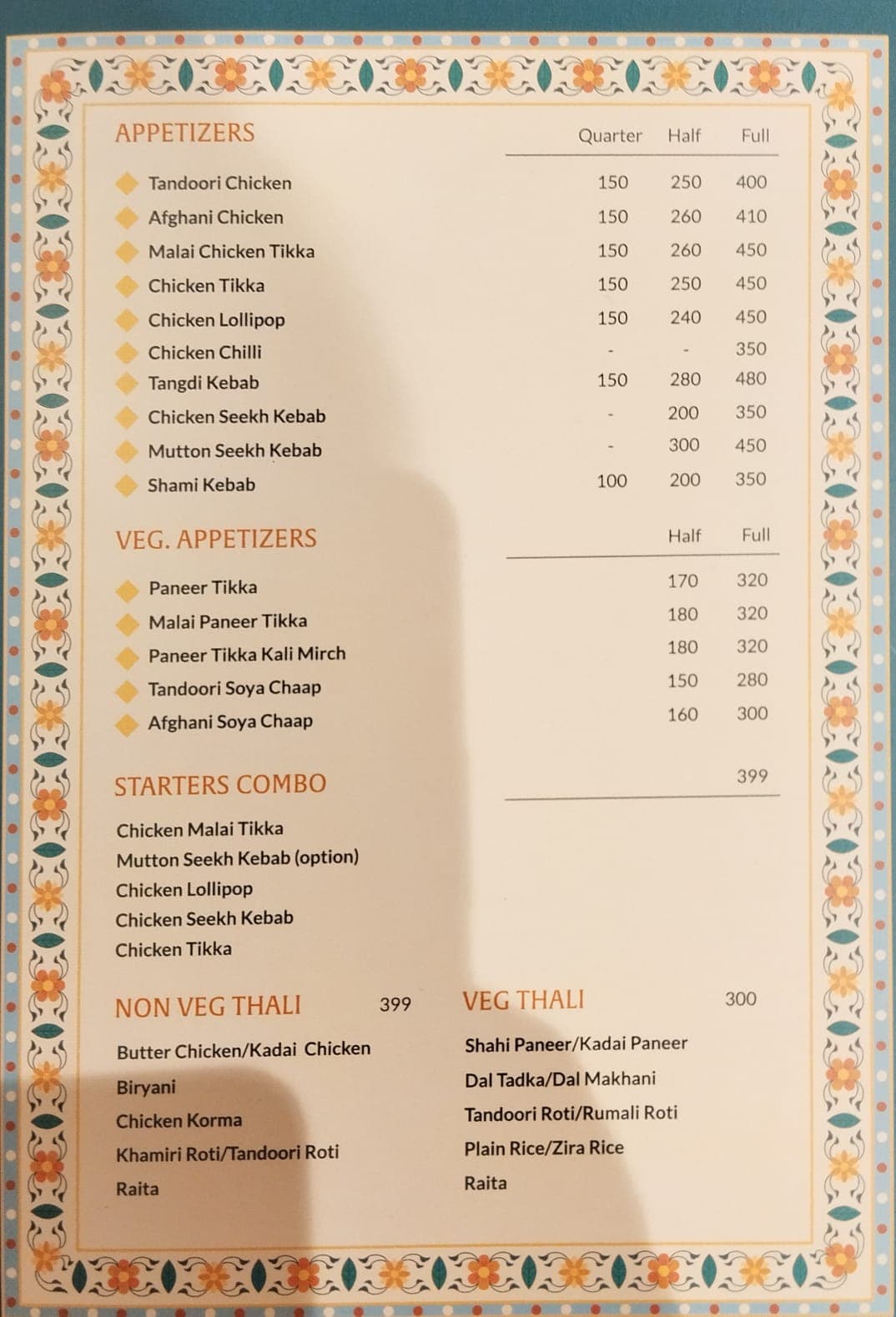 menu